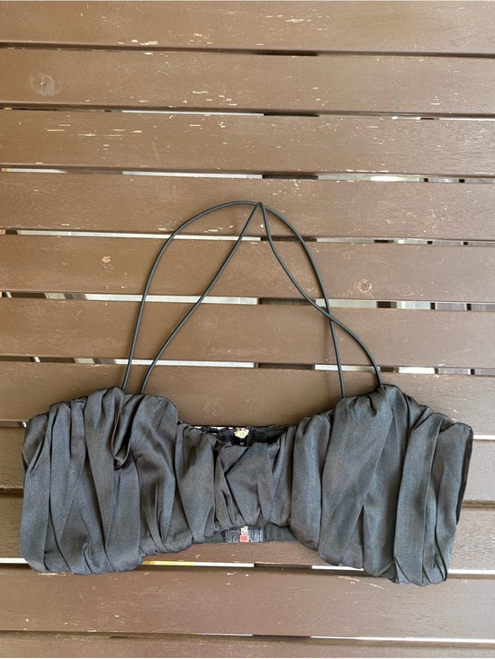Missguided + Tops - Missguided Black Satin Ruched Crop Top US 4 Strappy Corset Y2K Party Going Out